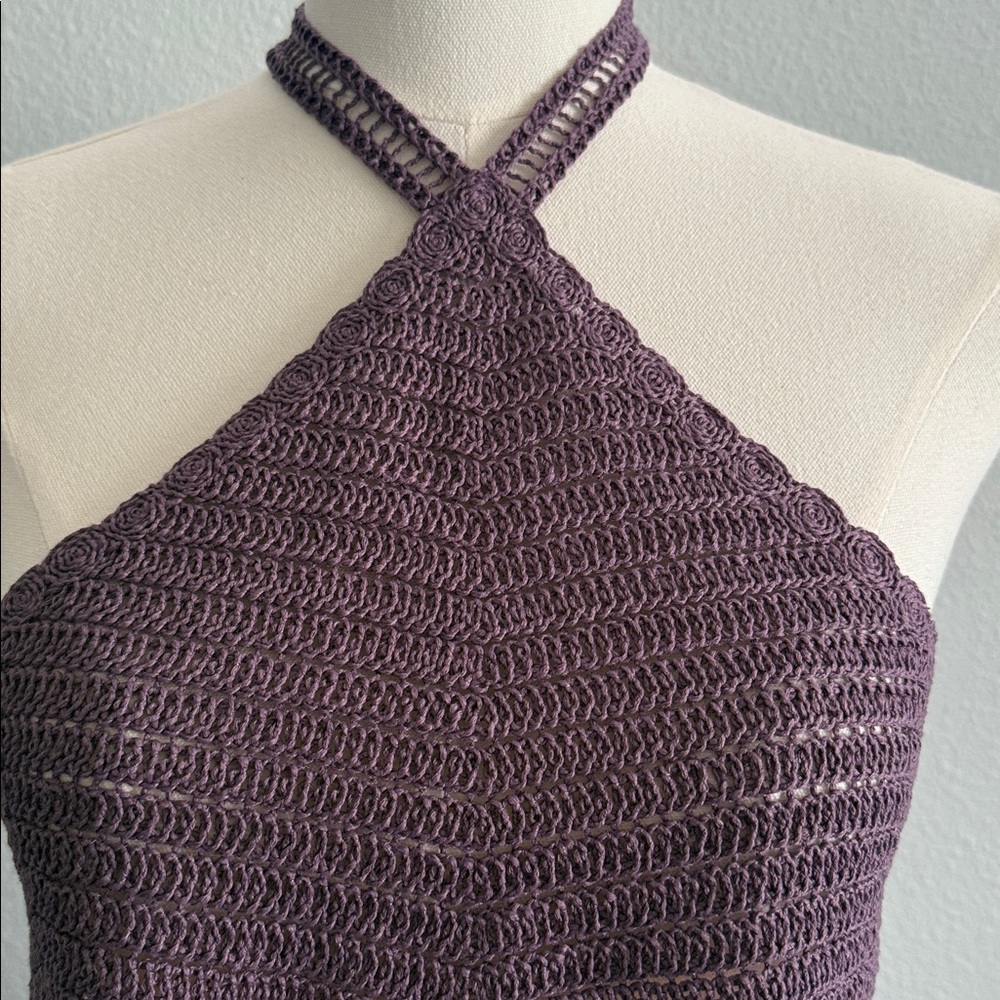 Zara Crochet Halter Top Purple Orange Floral Boho Festival Size S - Picture 4 of 8